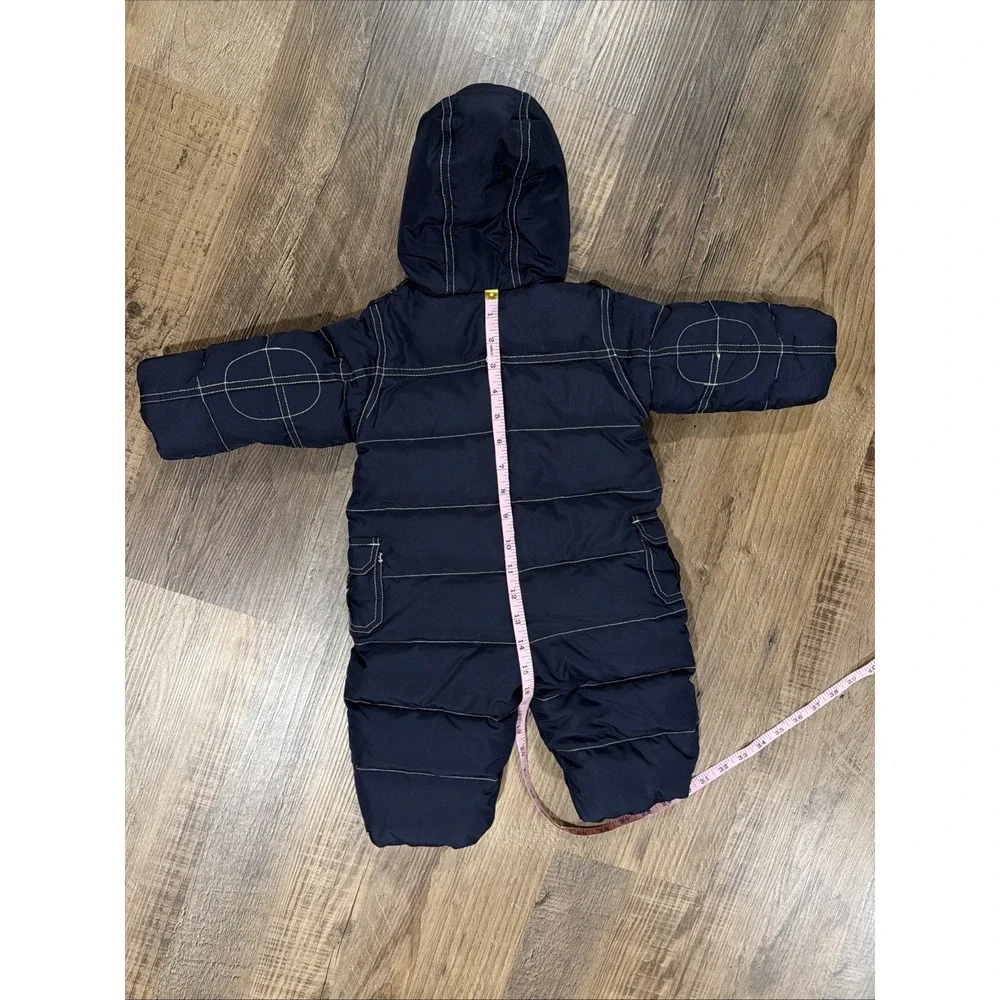 Baby Gap‎ 3-6 Months Down Filled Cargo Pocket Down Faux Fur Hooded Snowsuit Navy